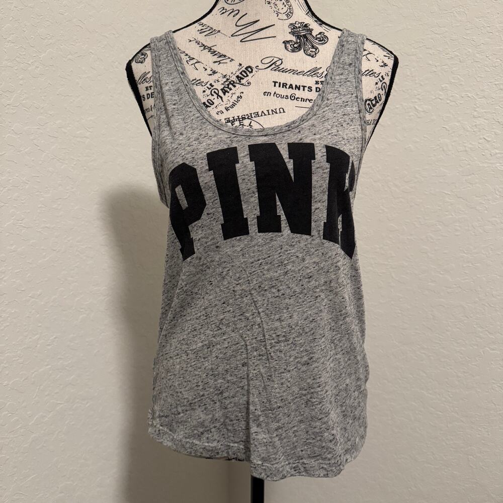 Victoria's Secret PINK Womens XS Gray Marl Strappy Criss Cross Back Tank Top